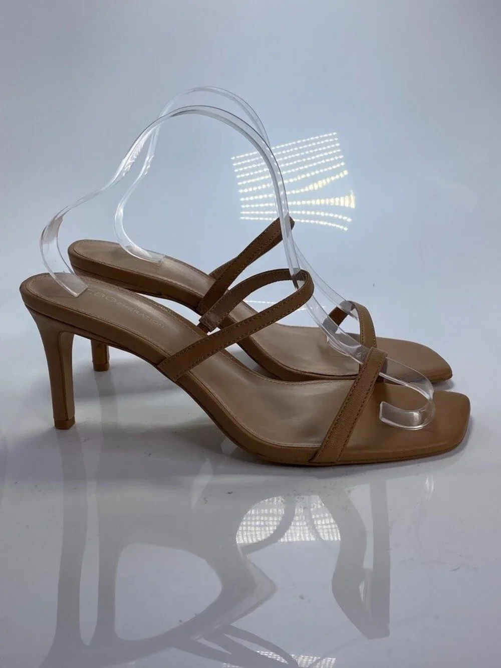 BCBGENERATION Women's Salin Tan Leather Double Strap Sandals Sz 10